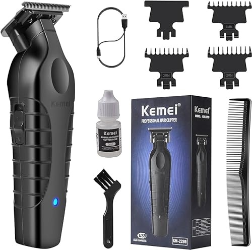 Kemei 2299 Barber Cordless Hair Trimmer 0mm Zero Gapped Carving Clipper  Professional Electric Finish Cutting Machine