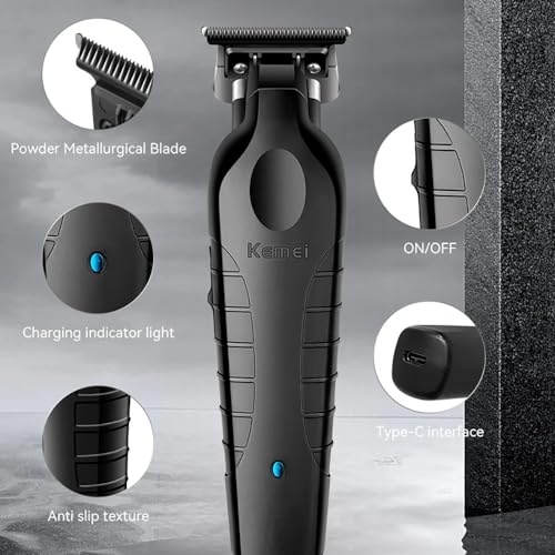 Kemei 2299 Barber Cordless Hair Trimmer 0mm Zero Gapped Carving Clipper  Professional Electric Finish Cutting Machine