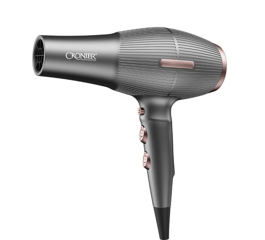 CR-8106 Hair Dryer, Professional Hair Dryer, Gray with Rose Gold Accents, with Accessories, for Home and Salon Use