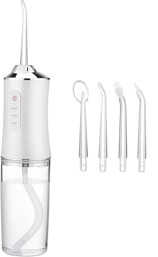 [B0FQS5QNLZ] A8 Portable Oral irrigator, Power   Flosser, Cordless 230ml Cordless Water Flosser, IPX7 Waterproof 4 Jet Tips USB Rechargeable for Home and Travel