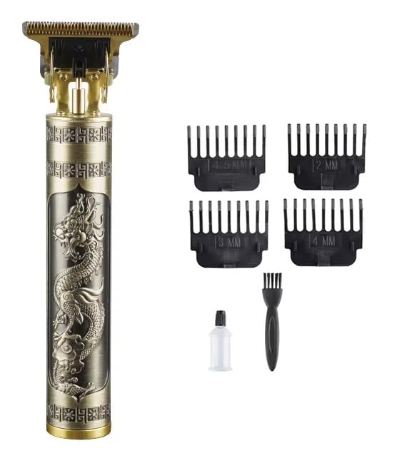 Professional Cordless Electric Hair Clipper KM-T9 | Precision Grooming | Zero-Gap T-Blade | Portable & Powerful | Gold