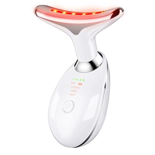 Multifunctional Face and Neck Massager, Vibration Massager to Help Remove Wrinkles and Tighten Skin, Iontophoresis Technology, Skin Beauty Device with 3 Skin Care Functions, White