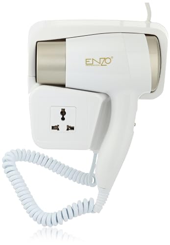 Enzo 3000 Watt Wall Mount Hair Dryer for Bathroom Hotel White * Gold EN-6622