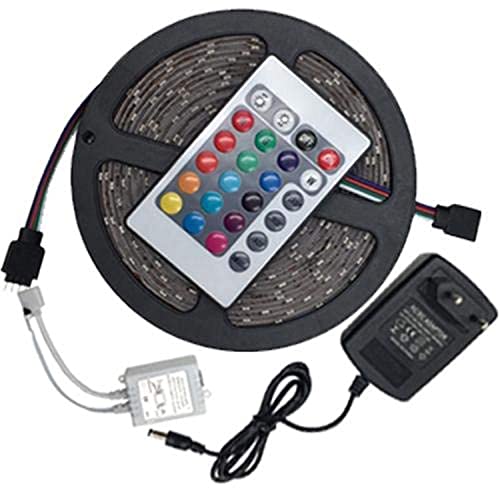 [B092DZ6TKQ] 5m LED Strip lights 3528 water resistant RGB with Remote Control and power adapter