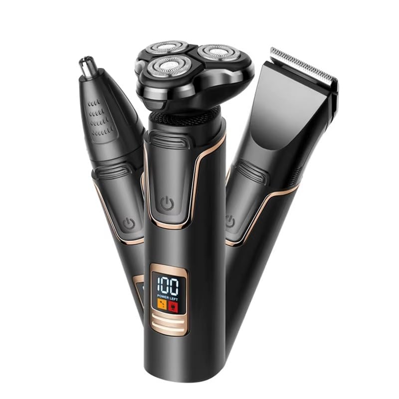 [B0FL172FNV] Kronier Pro, 3-in-1 Men's Razor, Digital Display, Washable, with Multiple Attachments for Chin, Nose and Hair