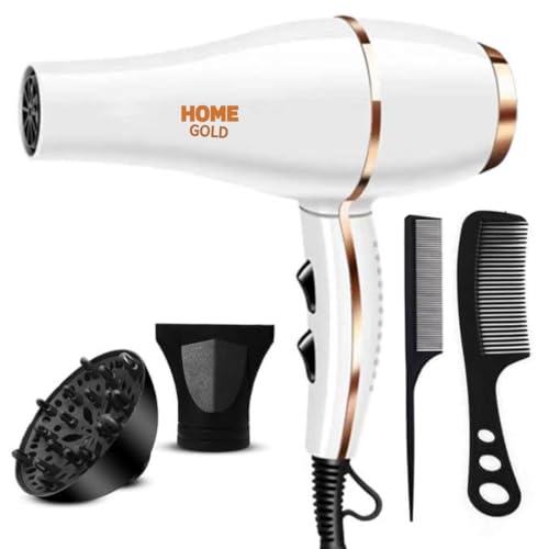 [B0F1KL6JBD] HOME GOLD Hair Dryer 3000W - Superior Drying Performance with Multiple Settings, Ionic Care, and Overheat Protection (HG-688 (White))