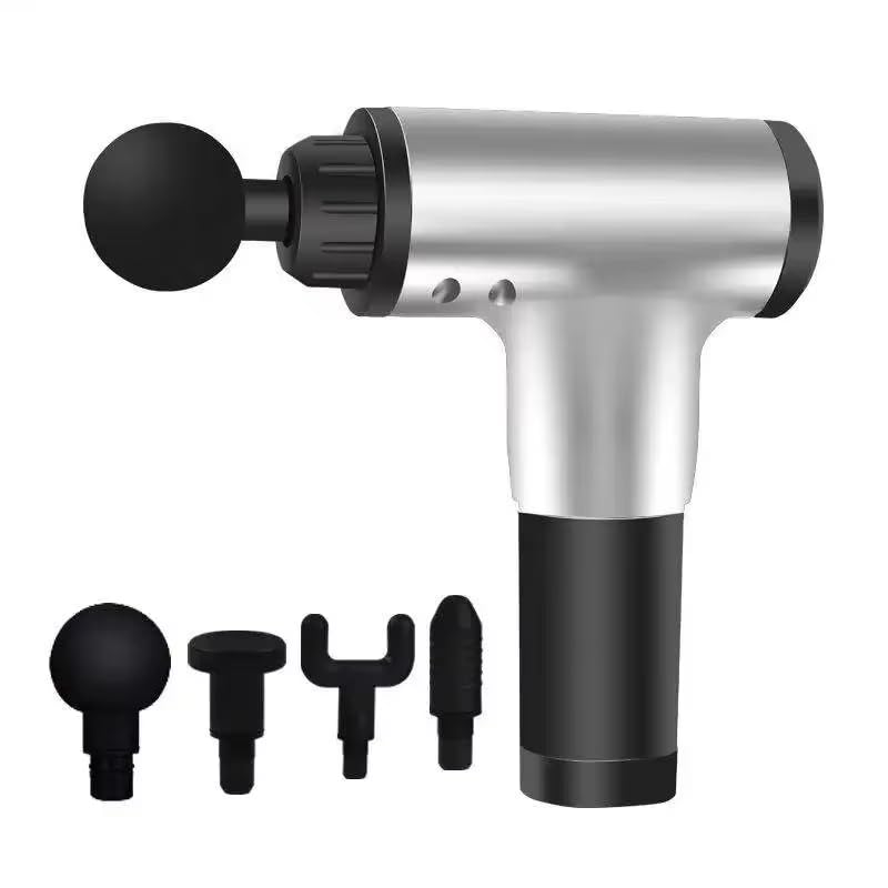 KH-320 Portable Electric Muscle Massager, 6 Speed Levels, 4 Massage Heads, Silver and Black Design, Muscle Pain Relief and Deep Massage