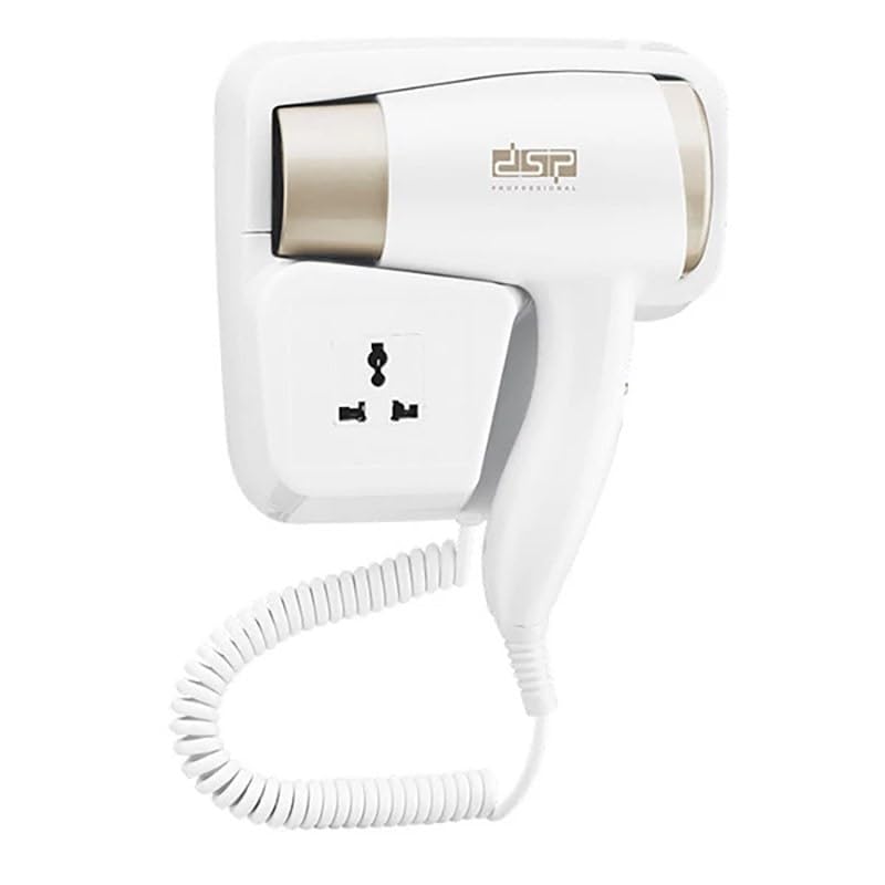 DSP 30389 Wall Mounted Hair Dryer 2000W Bathroom Hotel White x Gold