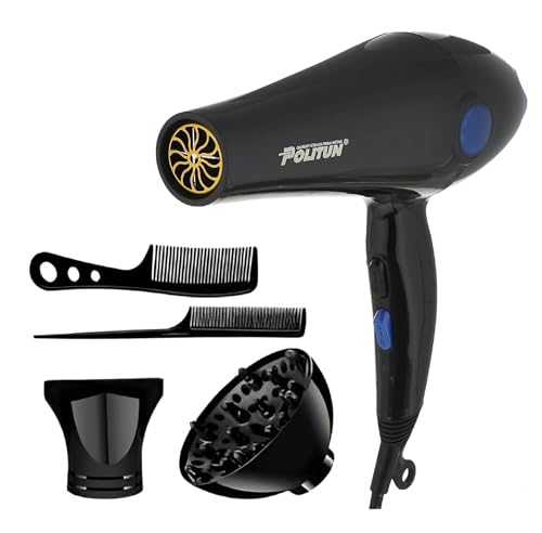 Professional Salon Hair Dryer, 5000W, 4 in 1 Hair Dryer with Styling Accessories, Black
