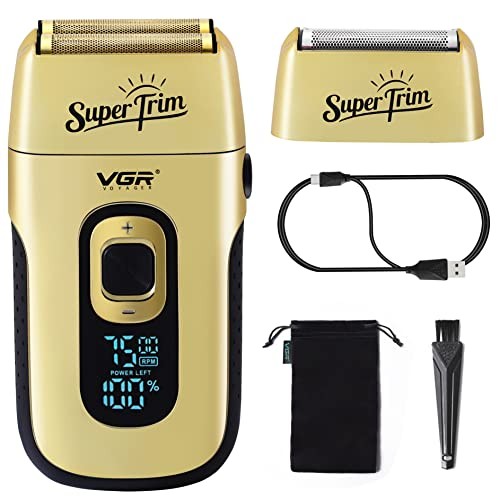 VGR Double Foil Professional Electric Shaver for Men 3 Adjustable Speeds Electric Razors Head Shaver for Bald Men Hair Beard Trimmer with 2 Head Barbe