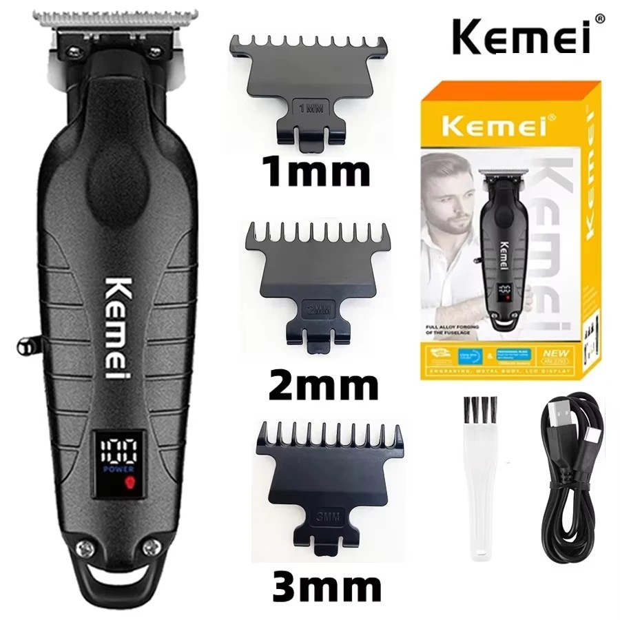 KEMEI KM-2293 Men Hair Clippers for Hair Cutting Professional Cordless Barber Hair Trimmer for Men with LED