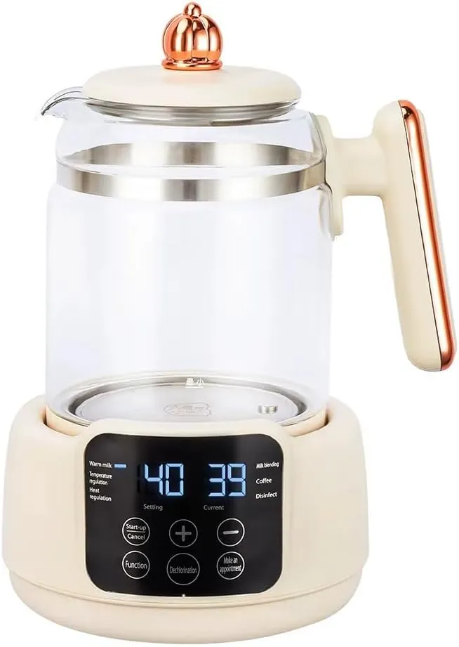 [B0GHHWFKGR] Electric Kettle 1.5L 360° Rotating Base, Glass with 304 Stainless Steel Heating Plate, Temperature Control, Keep Warm Function, Boil-Dry Protection, 800W