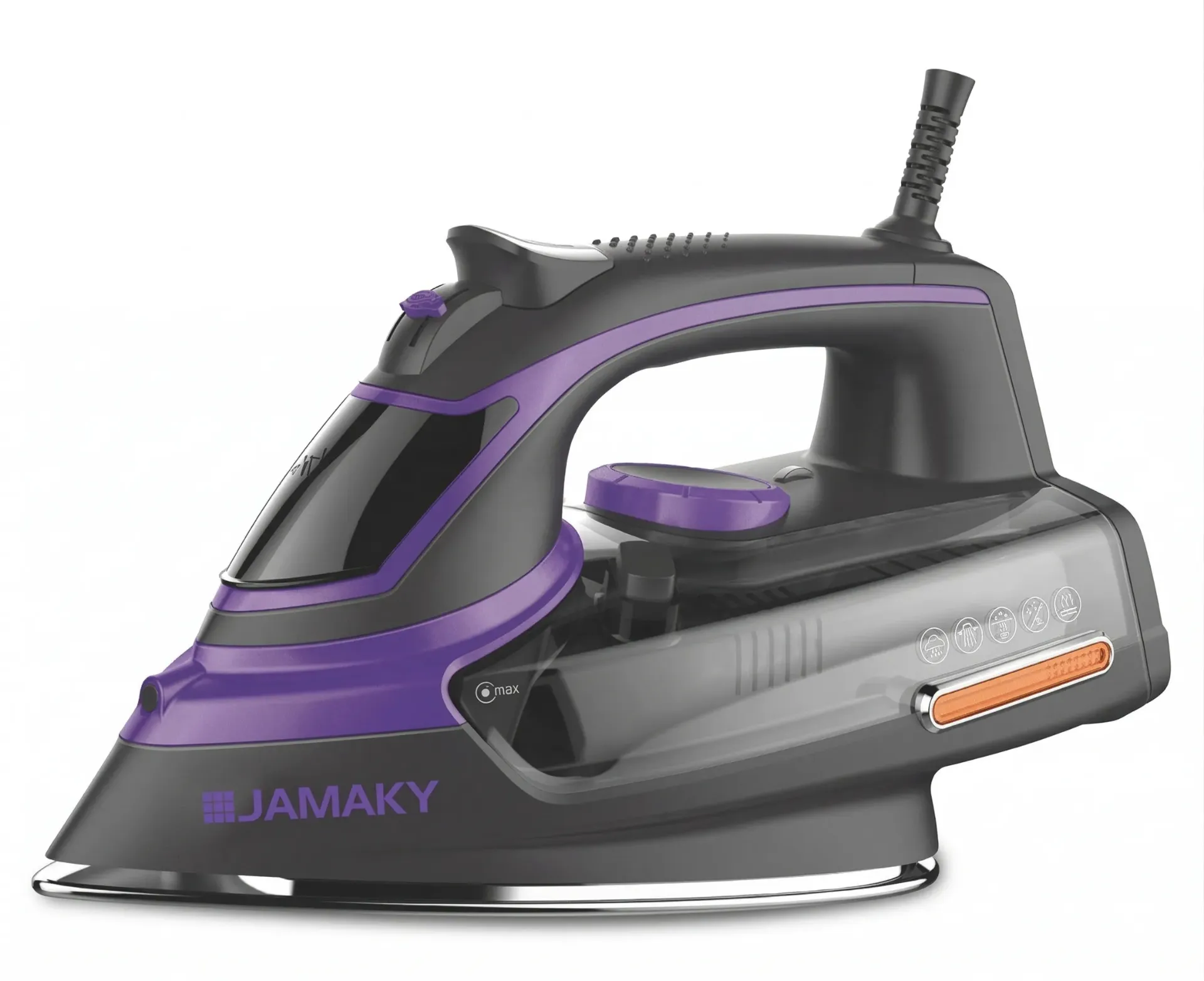 مكواة بخار احترافية JMK1004 بقدرة 2800 واط - تصميم مريح وخزان مياه 420 مل - كي سريع وفعال لجميع أنواع الأقمشة